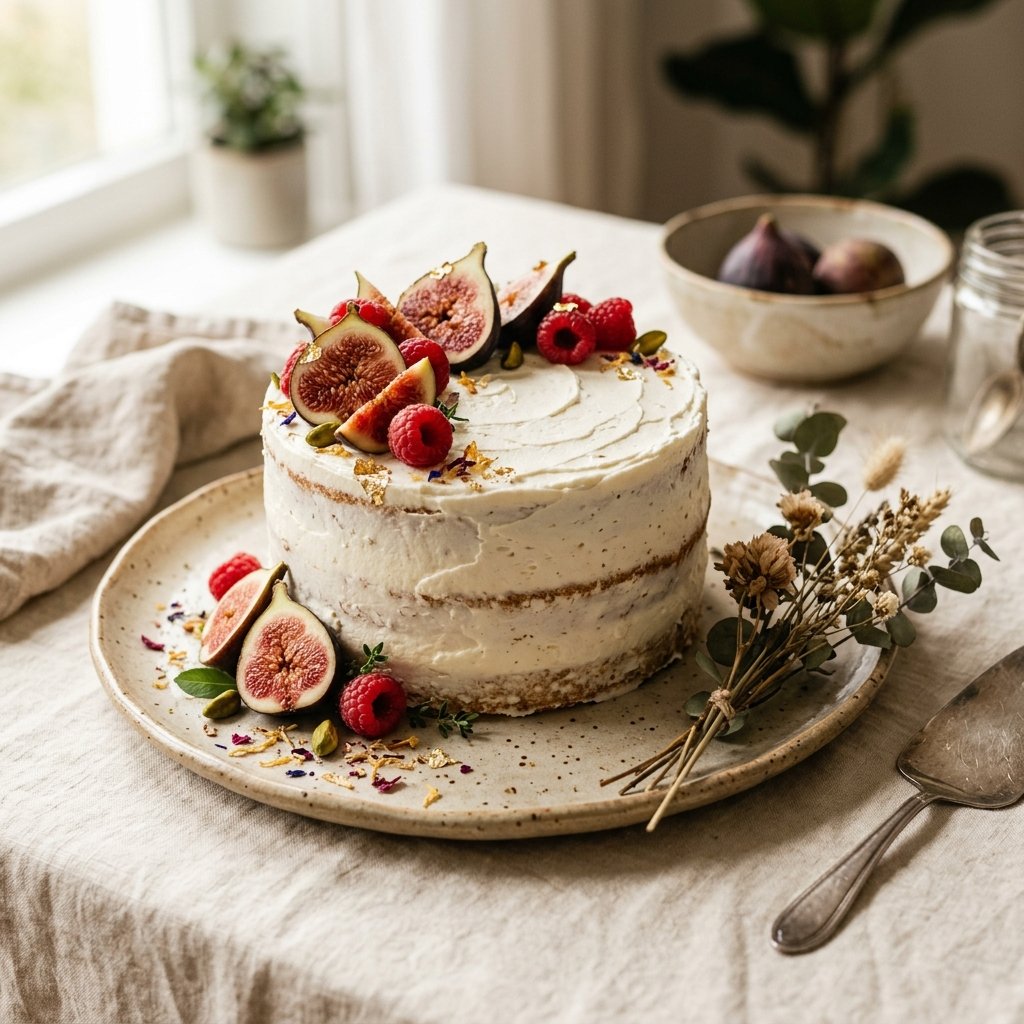 Showstopping handcrafted celebration cake on cake pedestal at Sweet Spot